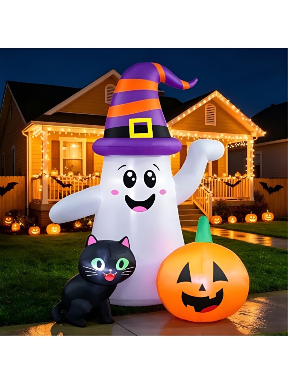 5FT Halloween Inflatables Ghost Outdoor Decorations, Cute Blow Up Ghost with